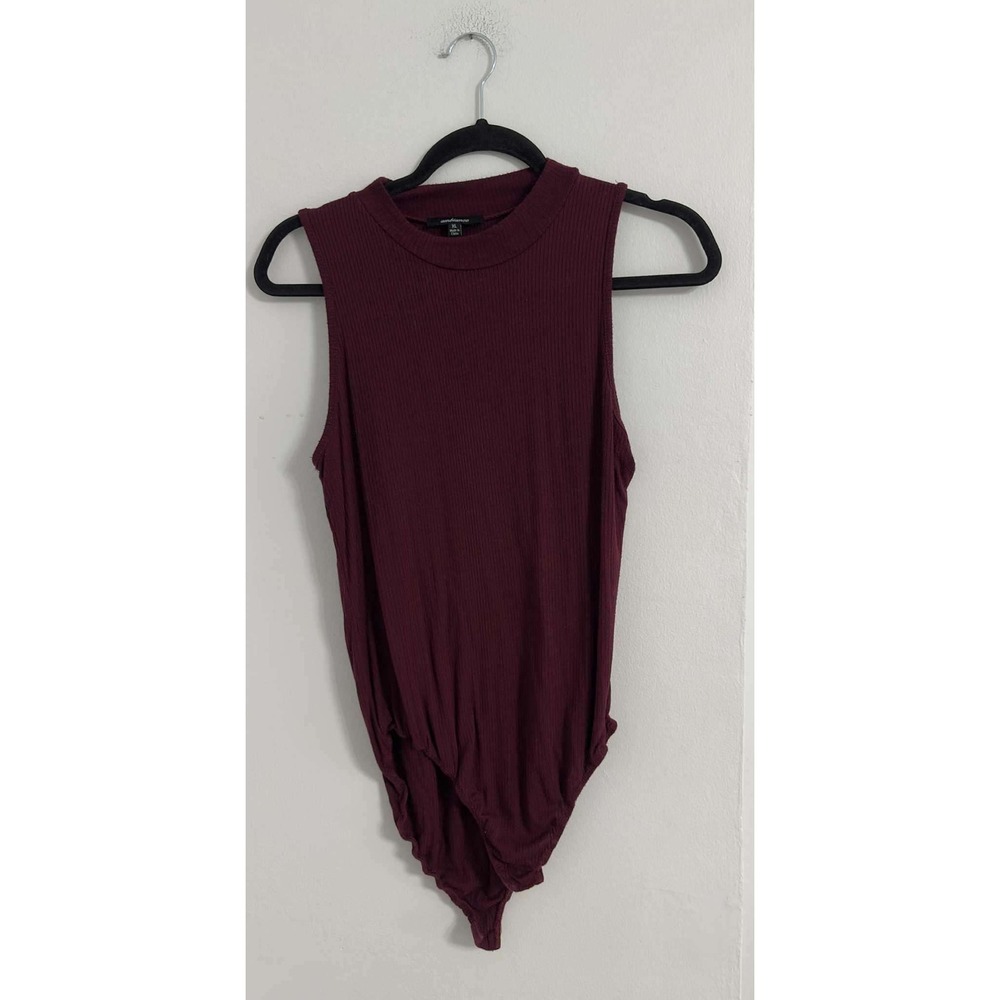 Missguided Everyday Ribbed Bodysuit Burgundy Womens XL - Picture 2 of 7